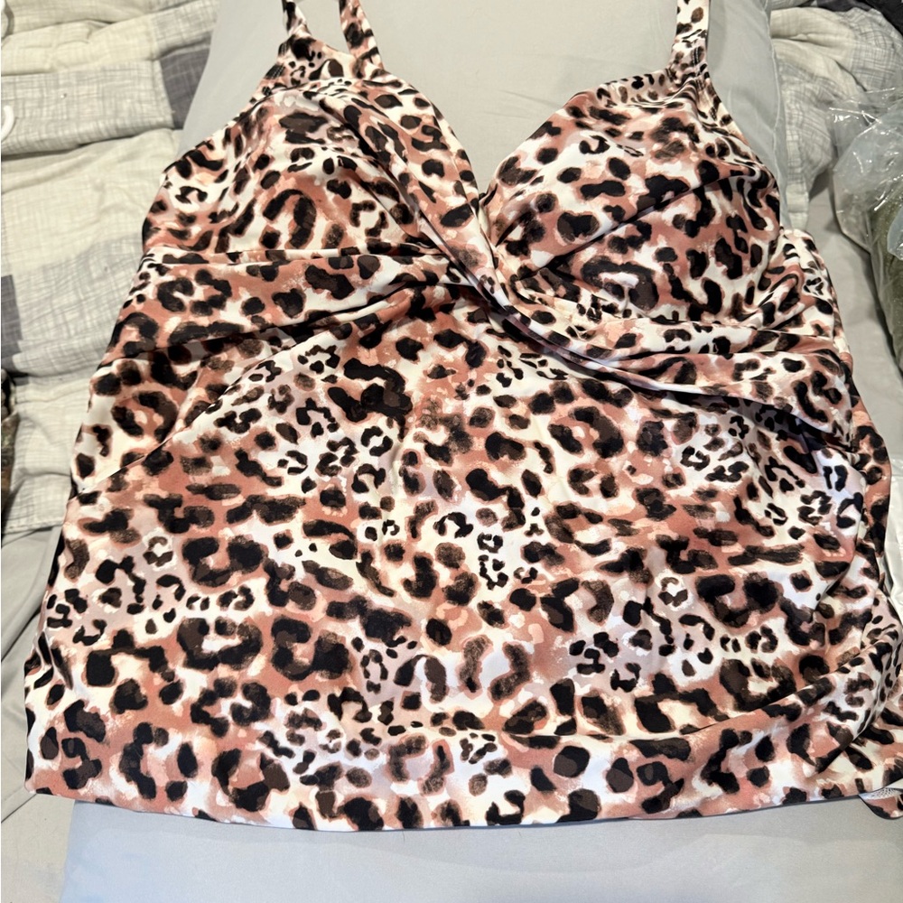Black, Brown, & White leopard print bikini.